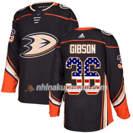 Anaheim Ducks Dresy John Gibson 36 2017-2018 USA Flag Fashion Černá Adidas Authentic - Pánské